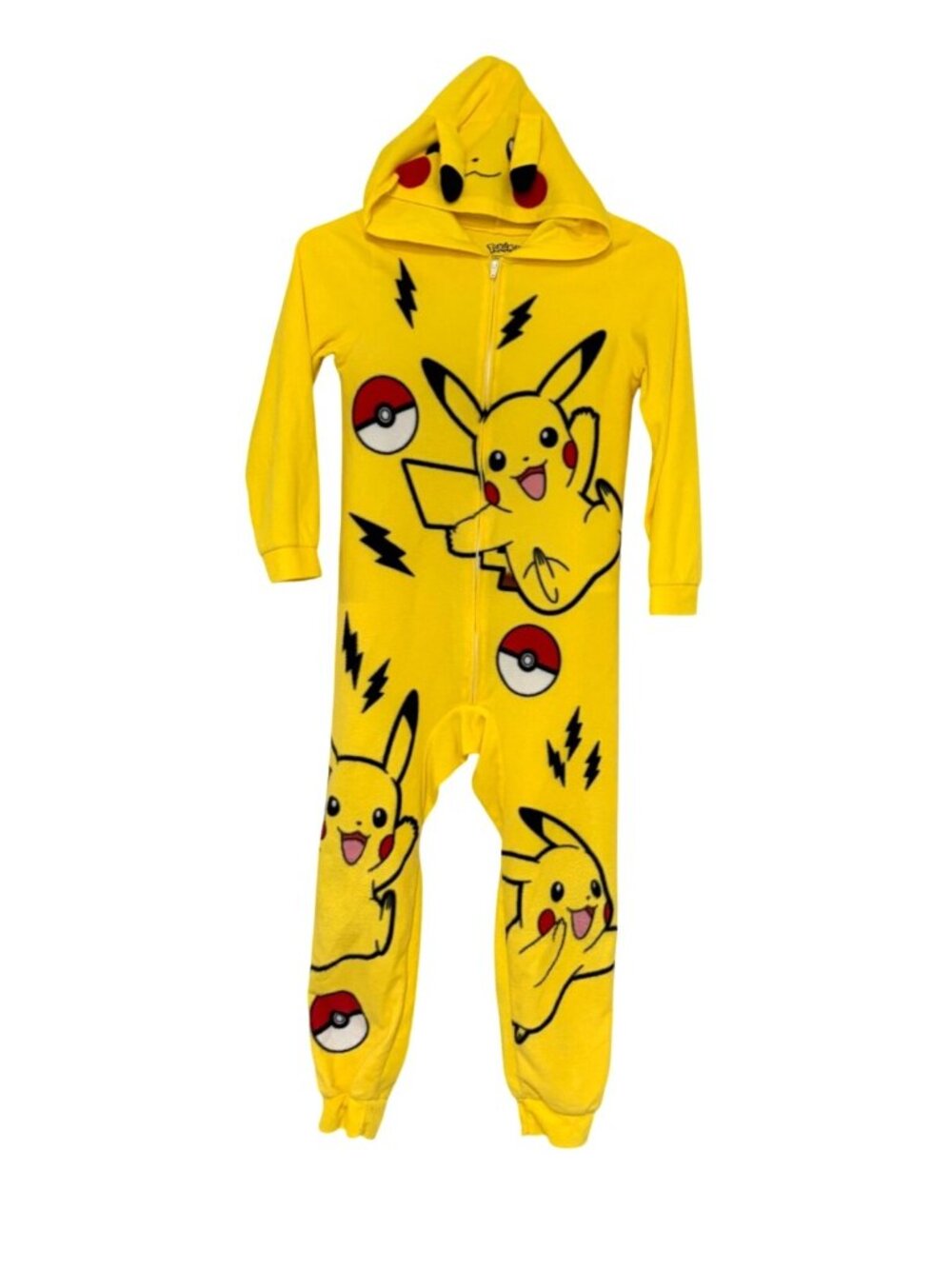 Pokemon Boys 8 Hooded Pikachu Costume Dress Up Zip Up Jumpsuit Flame Resistant P